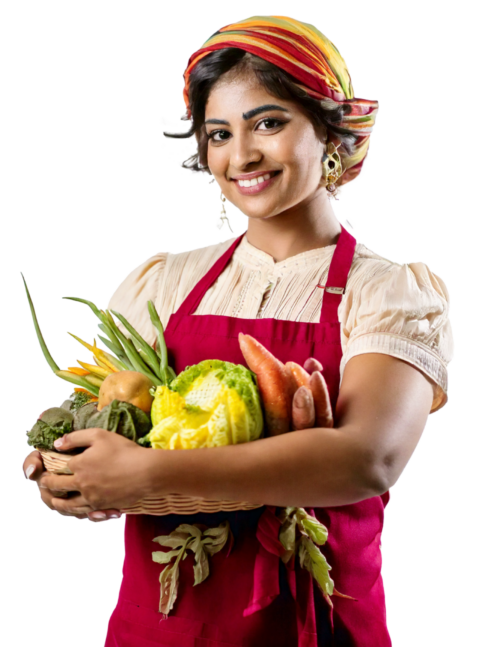 Firefly indian farmer holding vegetables, white background 96827 copy